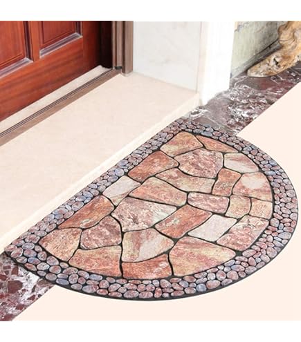 Amazon｜玄関マット 58*88cm 石タイル調 半円 ドアマット 屋外